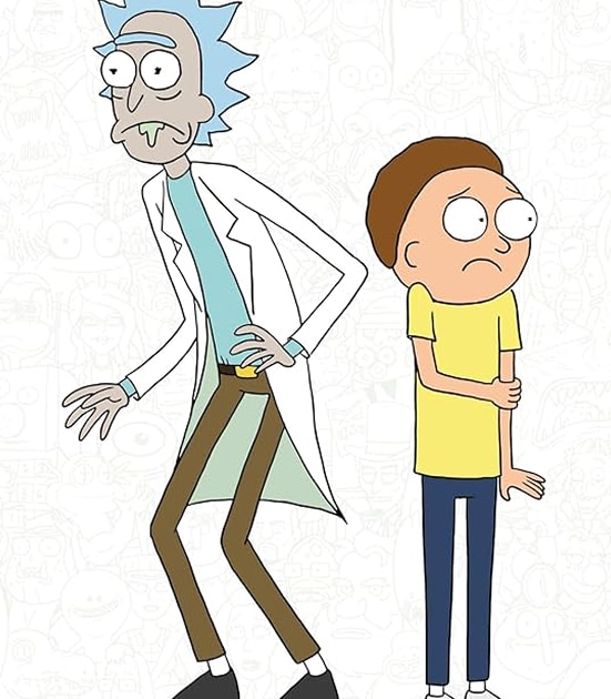 Two cartoon characters stand side by side—perfect for an About Kilkenny Animated Festival poster. The taller one has spiky blue hair, a white lab coat, and nervous eyes. The shorter wears a yellow shirt and glances sideways with a worried look.