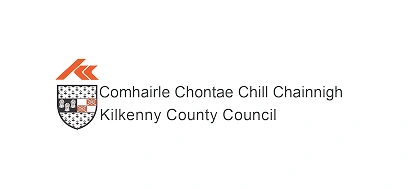 Kilkenny County Council logo featuring a red and black abstract symbol above a black and white shield, with text in Irish and English. This emblem often appears at events like the Kilkenny Animated Festival.