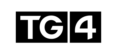 The image shows the TG4 logo, with the letters "TG" in white on a black rectangle, followed by the number "4" in white on a separate black rectangle, as seen at events like the Kilkenny Animated Festival.