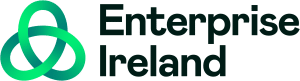 Enterprise Ireland logo featuring a green interlocking three-loop symbol to the left of bold, black text reading “Enterprise Ireland” on a white background, highlighting its presence among notable Kilkenny Animated Festival Sponsors.
